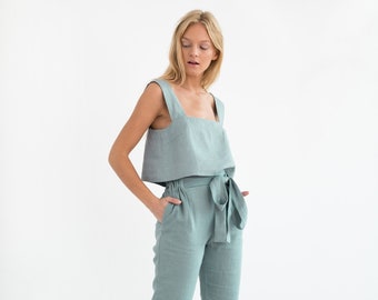 Ready to ship / NOAH Linen Paper Bag Pants / Tapered Leg Trousers