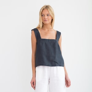 BEA Linen Tank Top / Simple Summer Blouse / Crop Top / Handmade Clothing For Women