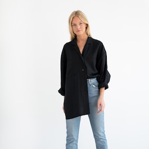 ROSEMARY Linen Jacket Black / Linen Blazer / Oversize Shirt / Handmade Clothing For Women