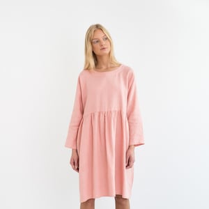 HARLOW Linen Dress / Long Sleeve Loose Midi Linen Dress image 1