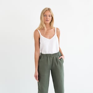 BRINLEY Linen Pants / Tapered Linen Trousers / Elegant Cropped / Handmade Clothing For Women