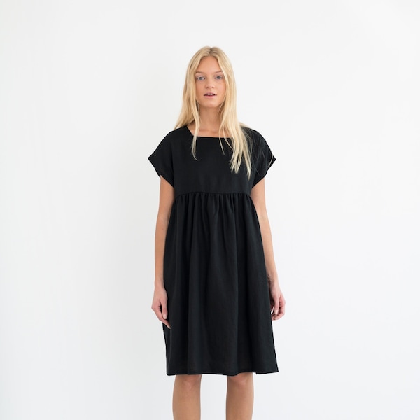 Robe en lin POPPY en noir