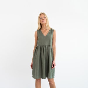 FRESSIA Linen Dress / Sleeveless Summer Midi Dress / Handmade Clothing For Women