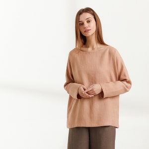 RUMI Long Sleeve Linen Blouse / Loose Linen Tunic Top