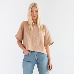 Klaar om te verzenden/BEE linnen top voor dames/linnen blouse/handgemaakte linnen kleding