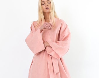 Ready to ship / LUNA Oversized Linen Robe / Kimono Top / Wrap Dress / Handmade Linen Clothing For Women