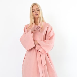 LUNA Oversized Linen Robe / Kimono Top / Wrap Dress / Handmade Linen Clothing For Women