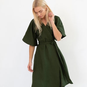 MARY Linen Wrap Dress / Linen Kimono Dress for Women