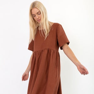 MATILDA Linen Dress / Midi Summer Dress / Short Sleeve Simple / Handmade Clothing For Women image 1