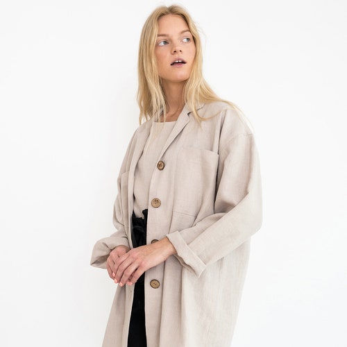 VALERIE Linen Blazer / Oversized Loose Light Linen Jacket With - Etsy