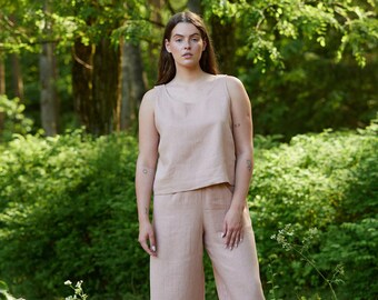Linen Sleeveless Top CALI / Ladies Linen Shirts