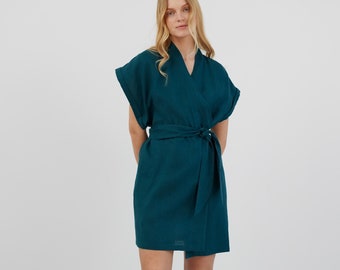 FAITH Linen Kimono Dress / Linen Wrap Dress