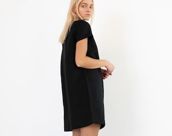 BEATRICE Linen Summer Dress for Women / Black Linen Dress