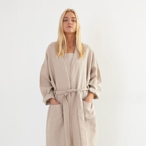 NORA Linen Coat in Beige / Handmade Linen Clothing For Women