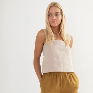 BEA Linen Tank Top / Simple Summer Blouse / Crop Top / Handmade Clothing For Women