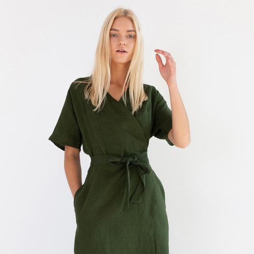 LUNA Oversized Linen Robe / Kimono Top / Wrap Dress / Apple Etsy