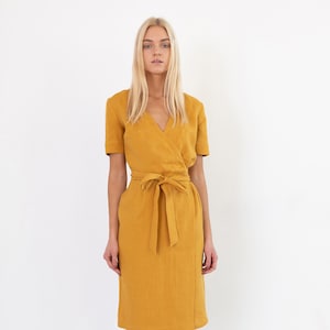 BRIGITTE Linen Wrap Dress / Linen Summer Dress