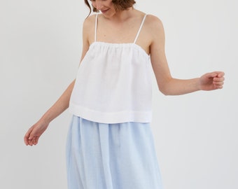 Linen crop top, camisole tank, sleeveless summer | NICOLE
