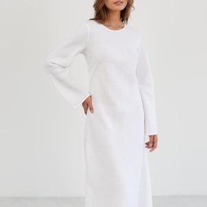 White Maxi Dress GISELLE  / White Linen Dress / Linen Maxi Dress / Long Linen Dress