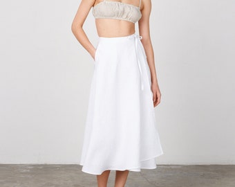 KENZIE Linen Wrap Skirt / Ready to ship