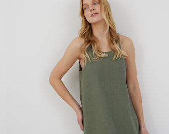 Linen maxi dress, sleeveless summer style | LANA