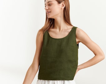 CALI Linen Tank Top / Sleeveless Blouse / Linen Crop Top