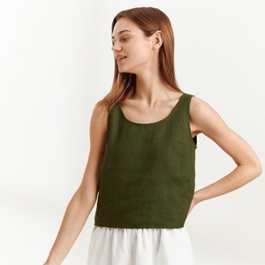 CALI Linen Tank Top / Sleeveless Blouse / Linen Crop Top