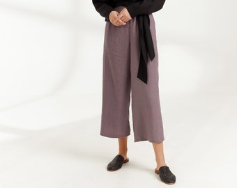 RILEY Linen Pants for Women /  Wide Leg Linen Trousers