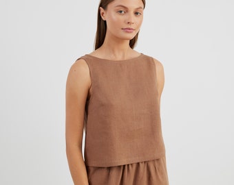 Linen Tank Top SONATE / Sleeveless Top / Linen Crop Top