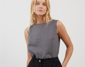 Linen Tank Top SONATE / Sleeveless Top / Linen Crop Top