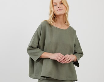 AMELIA Linen Blouse / Linen Tops for Women / Handmade Clothing