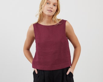 Linen Tank Top SONATE / Sleeveless Top / Linen Crop Top