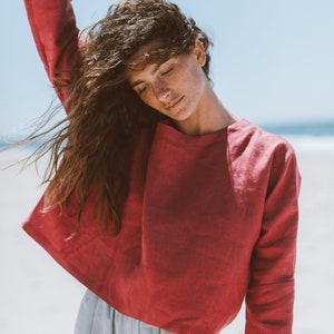 IVY Long Sleeve Linen Blouse / Loose Linen Tunic Top