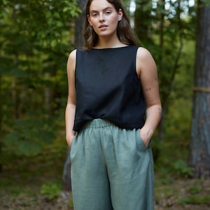 Wide Leg Linen Pants PEARL / Palazzo Trousers