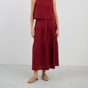 Tiered Maxi Linen Skirt LILA / Long