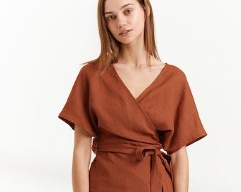 Ready to ship / EVIE Linen Wrap Top