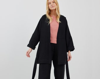 Giacca in lino pesante da donna MAVIS / Top Kimono in lino