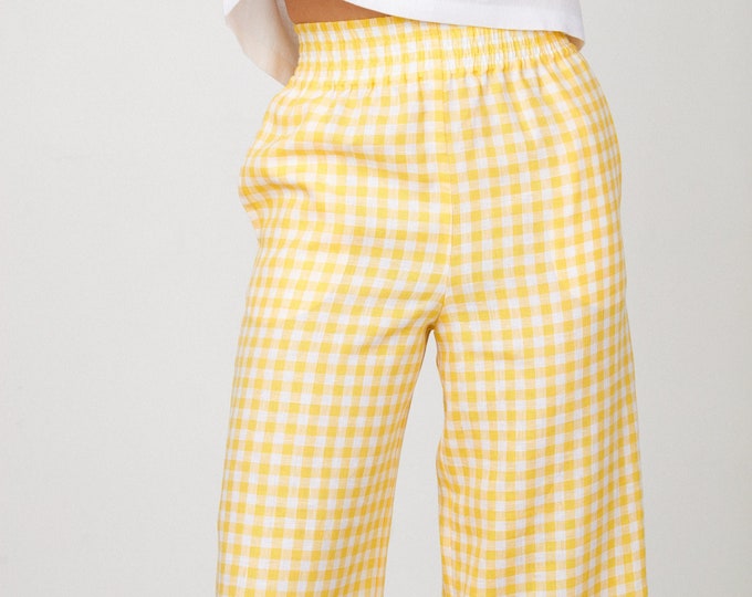 RILEY Linen Pants for Women /  Wide Leg Linen Trousers / Loose Linen Pants