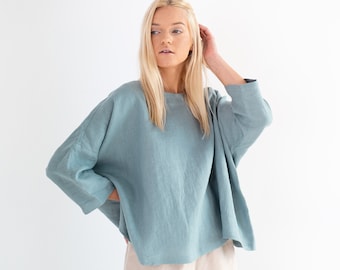 AMELIA linnen blouse / linnen tops voor dames / handgemaakte kleding