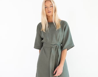 ISABEL Linen Dress for Women / Linen Kimono Dress