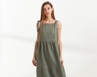 BERRY Linen Dress / Long Summer Dress in Sage Green