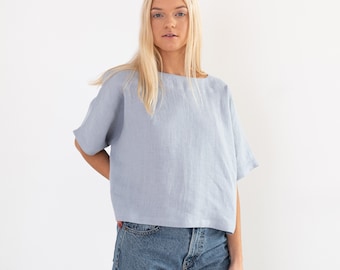 BEE Linen Blouse for Women / Boxy Linen Top / Linen Clothing