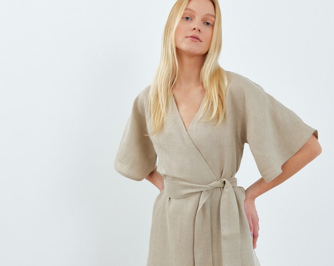 MARY Linen Wrap Dress / Kimono Robe / Handmade Clothing For Women