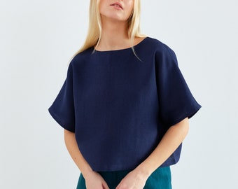 BEE Linen Blouse for Women / Boxy Linen Top / Linen Clothing