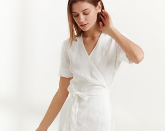 BRIGITTE Linen Wrap Dress / Linen Summer Dress