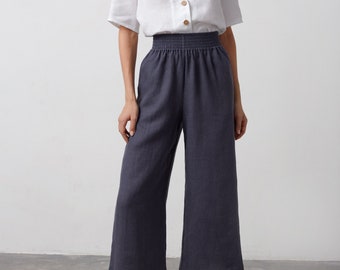 RILEY Linen Pants for Women /  Wide Leg Linen Trousers