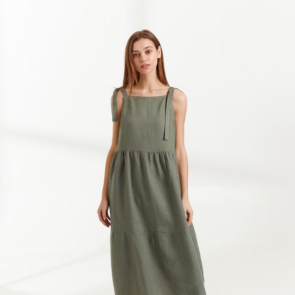 BERRY Linen Dress / Long Summer Dress in Sage Green