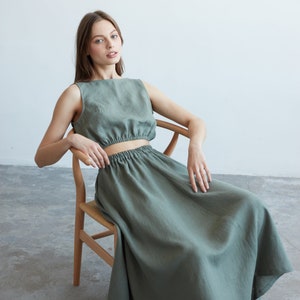 ELORA Linen Full Circle Maxi Skirt / Women Linen Skirt / Summer Linen Skirt / Long Linen Skirt