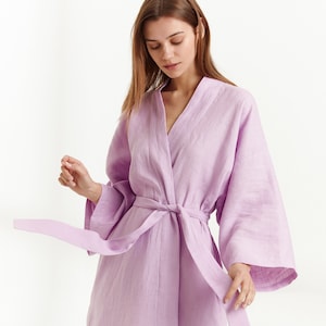ATHENA Linen Wrap Dress / Linen Kimono Dress / Linen Summer Dress