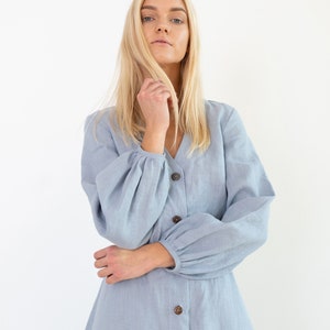 DIA Linen Button Down Dress / Long Sleeve Midi Dress image 4